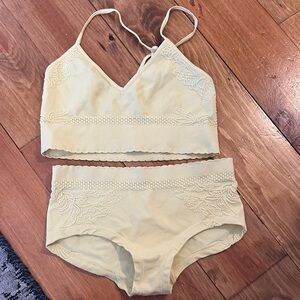 Anthropologie yellow Lace Bralette and Panty Set
